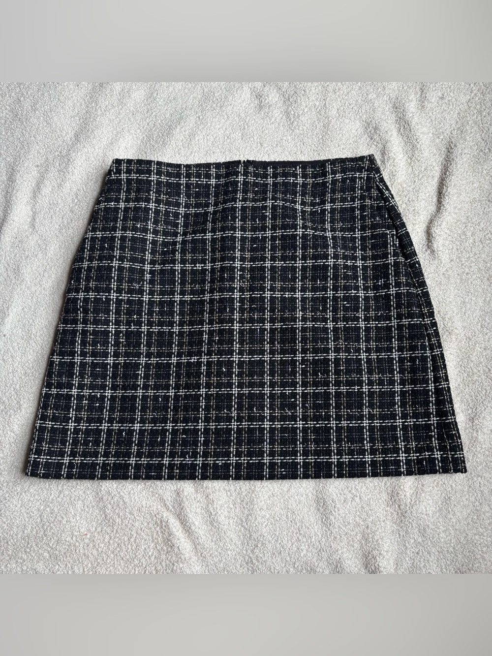 LOFT Black & White Plaid Mini Skirt